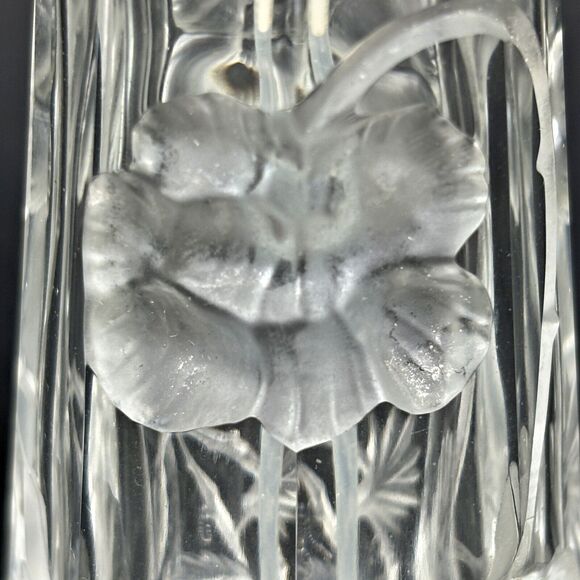 Moser Intaglio Perfume Bottle Atomizer Cut Floral Clear Glass Decoration Vintage - Picture 7 of 9